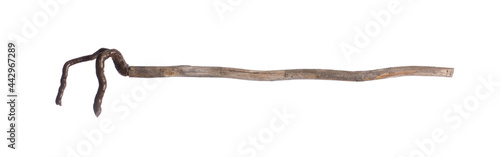 broken wooden staff isolated on white background