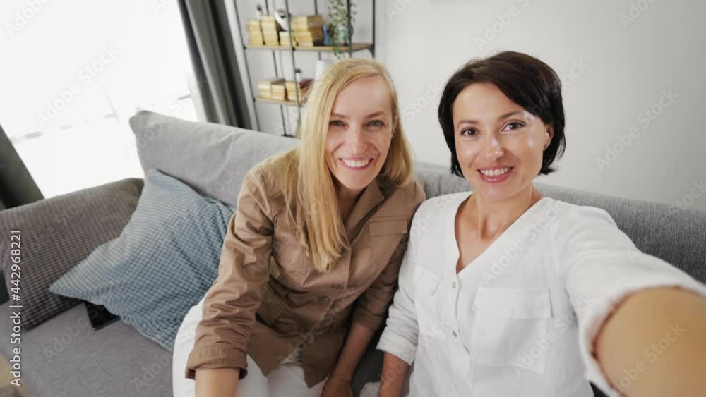 Two women having video chat Two women having video chat