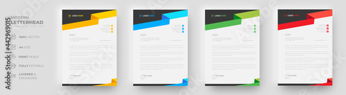 corporate modern letterhead design template with yellow, blue, green and red color. creative modern letter head design template for your project. letterhead, letter head, simple letterhead design.