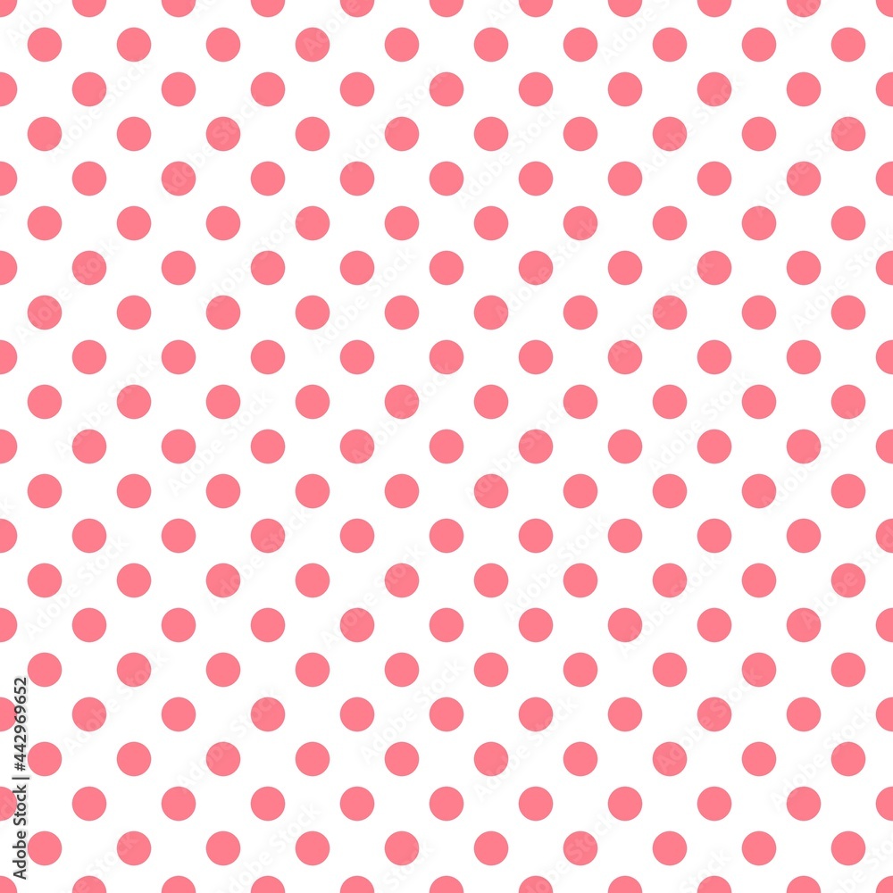 White and Pink Polka Dot seamless pattern. Vector background.