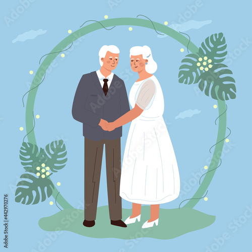 The wedding of an cute elderly couple