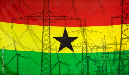 Energy Concept Ghana Flag with power pole