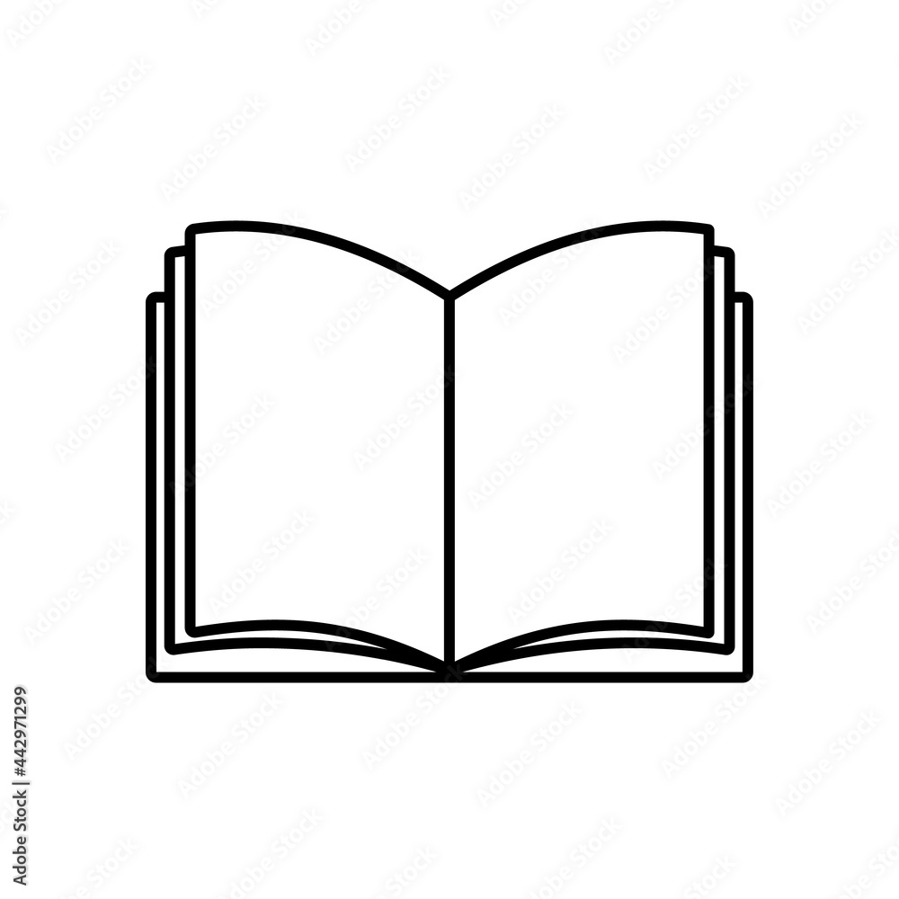 Open book, notebook, simple linear icon isolated on white background. Products for school, office, home. Education. Logo of Day of Knowledge, Day of book lover. Back to school. Vector illustration Open book, notebook, simple linear icon isolated on white background. Products for school, office, home. Education. Logo of Day of Knowledge, Day of book lover. Back to school. Vector illustration