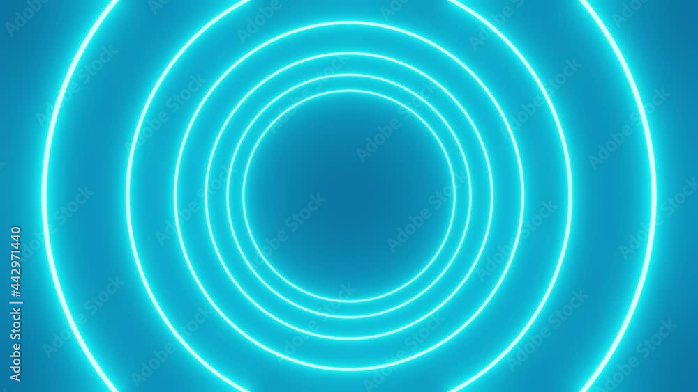 A span in a tunnel of blue neon rings. Abstract animation 4k video render. A span in a tunnel of blue neon rings. Abstract animation 4k video render.
