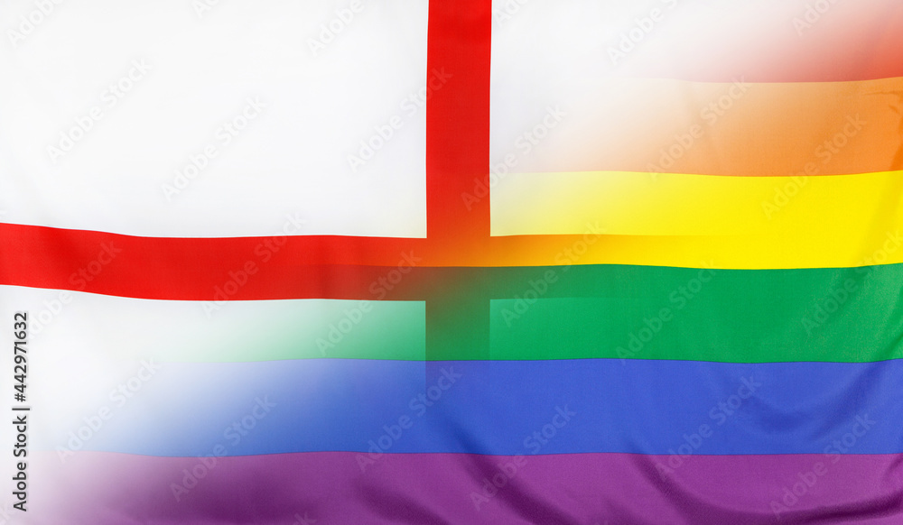 Fototapeta premium Rainbow Flag merged with Flag of England