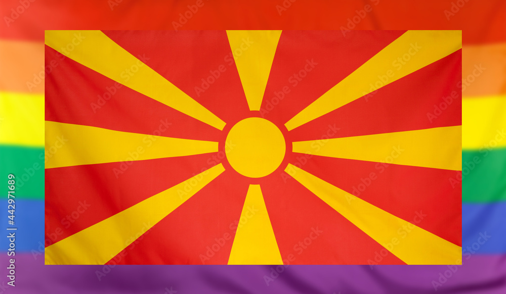 Flag of Macedonia and rainbow flag Flag of Macedonia and rainbow flag