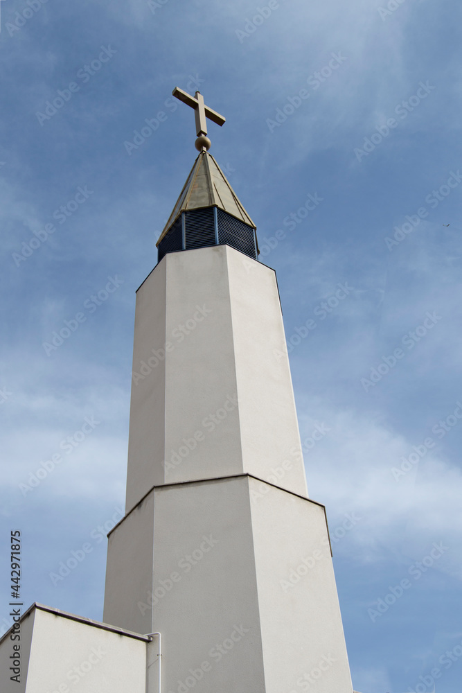 modern church bell tower of the church of Our Lady of Africa in Madrid. Spain modern church bell tower of the church of Our Lady of Africa in Madrid. Spain