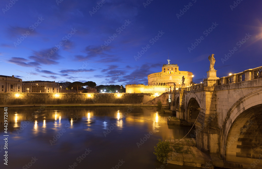 Rome Castel Sant Angelo twilight