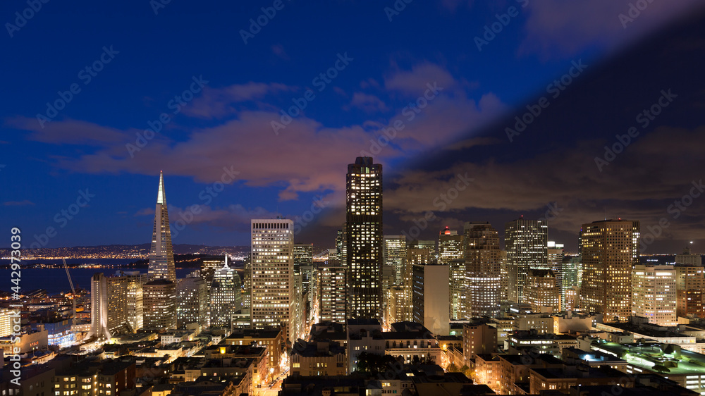 San Francisco Skyline twilight transition