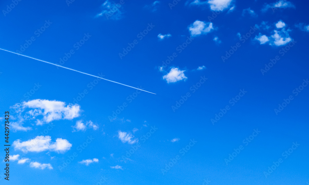 Beautiful blue sky with airplane Beautiful blue sky with airplane