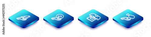 Set Isometric line Donation water, and charity, Animal volunteer and food icon. Vector
