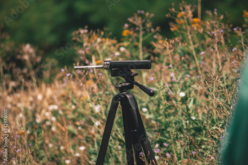 The noise metering sensor is on a tripod outside 