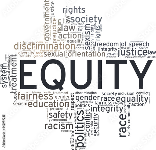 Equity vector illustration word cloud isolated on a white background.