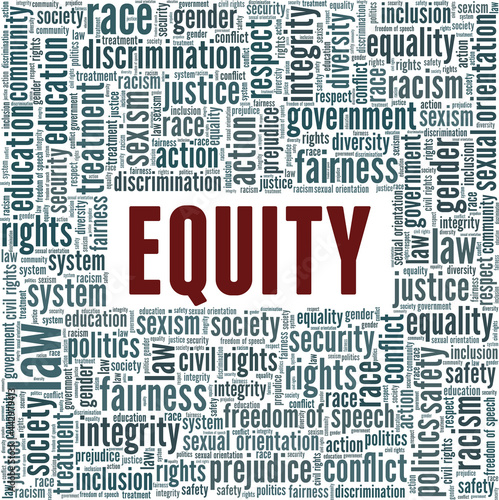 Equity vector illustration word cloud isolated on a white background.