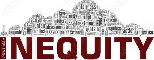 Inequity vector illustration word cloud isolated on a white background.
