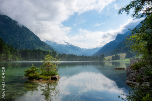 Beautiful natural lake "Hintersee" in Bavaria, Germany