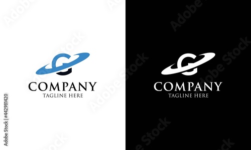 Letter G With galaxy logo vector icon illustration on a white and black background.