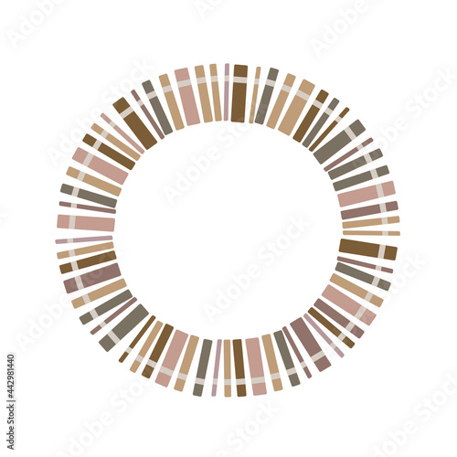 Round frame with books for education banner illustration. Isolated graphic background design.
