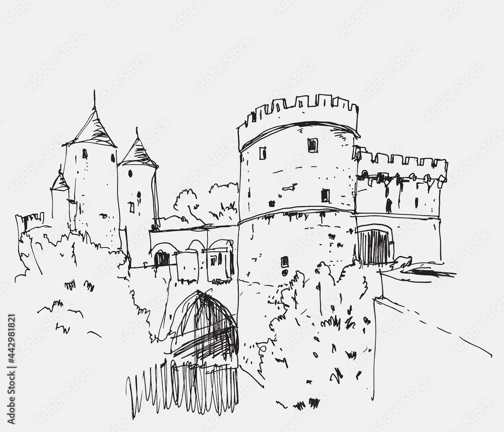 Vector hand drawn sketch illustration of Metz, France Vector hand drawn sketch illustration of Metz, France