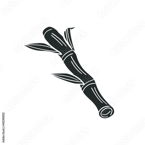 Sugar Cane Icon Silhouette Illustration. Ingredient Vector Graphic Pictogram Symbol Clip Art. Doodle Sketch Black Sign.