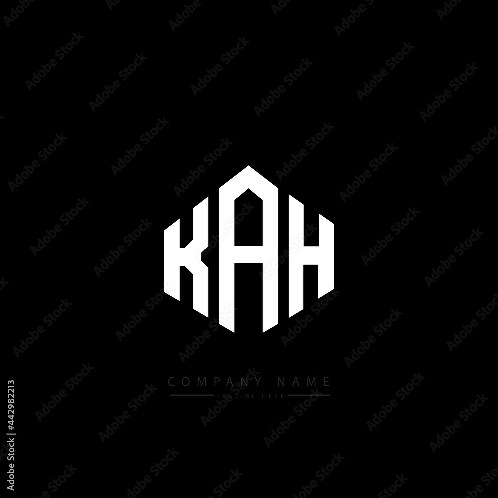 KAH letter logo design with polygon shape. KAH polygon logo monogram. KAH cube logo design. KAH hexagon vector logo template white and black colors. KAH monogram, KAH business and real estate logo. 