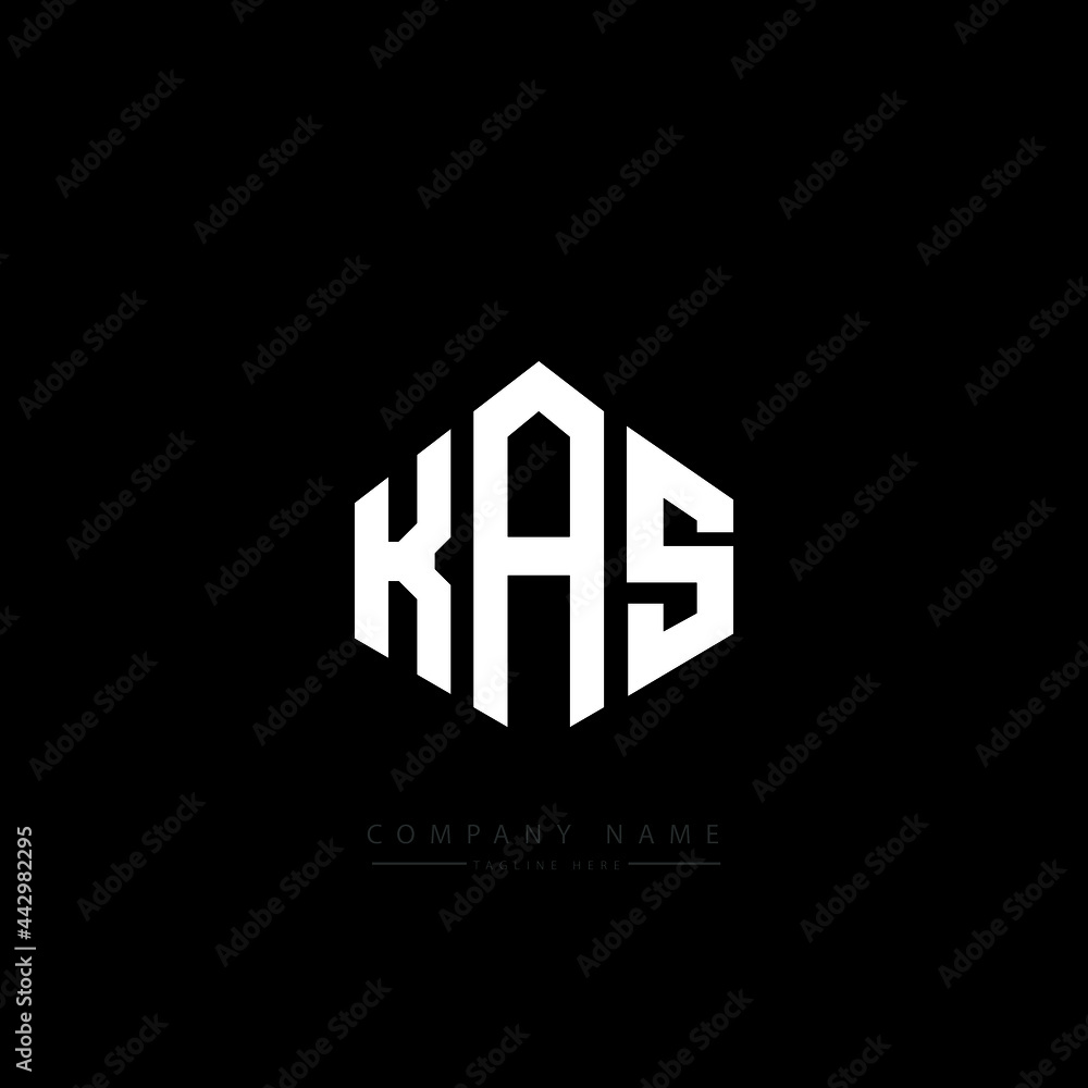 KAS letter logo design with polygon shape. KAS polygon logo monogram. KAS cube logo design. KAS hexagon vector logo template white and black colors. KAS monogram, KAS business and real estate logo. 