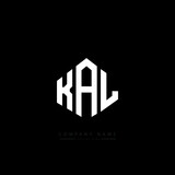 KAL letter logo design with polygon shape. KAL polygon logo monogram. KAL cube logo design. KAL hexagon vector logo template white and black colors. KAL monogram, KAL business and real estate logo. 