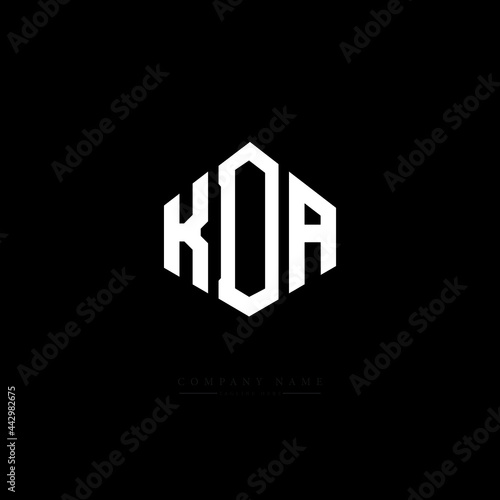 KDA letter logo design with polygon shape. KDA polygon logo monogram. KDA cube logo design. KDA hexagon vector logo template white and black colors. KDA monogram, KDA business and real estate logo. 