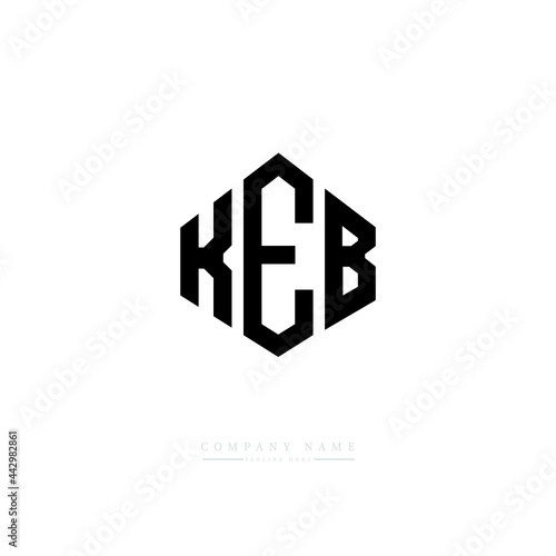 KEB letter logo design with polygon shape. KEB polygon logo monogram. KEB cube logo design. KEB hexagon vector logo template white and black colors. KEB monogram, KEB business and real estate logo. 