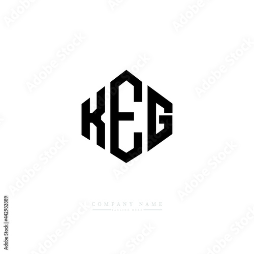 KEG letter logo design with polygon shape. KEG polygon logo monogram. KEG cube logo design. KEG hexagon vector logo template white and black colors. KEG monogram  KEG business and real estate logo. 