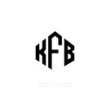 KFB letter logo design with polygon shape. KFB polygon logo monogram. KFB cube logo design. KFB hexagon vector logo template white and black colors. KFB monogram, KFB business and real estate logo. 
