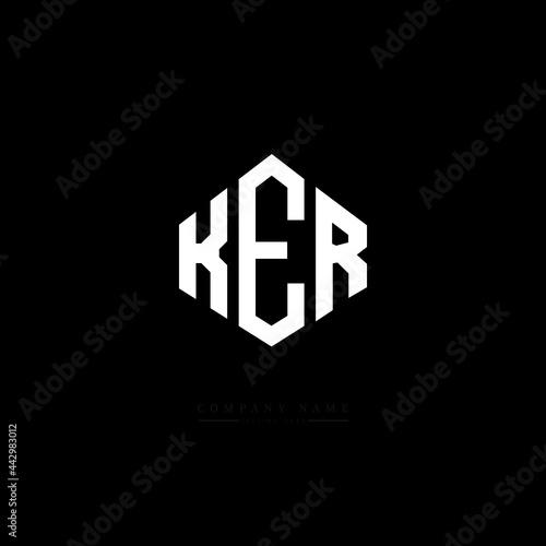 KER letter logo design with polygon shape. KER polygon logo monogram. KER cube logo design. KER hexagon vector logo template white and black colors. KER monogram, KER business and real estate logo. 