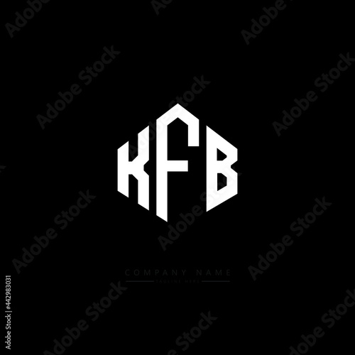 KFB letter logo design with polygon shape. KFB polygon logo monogram. KFB cube logo design. KFB hexagon vector logo template white and black colors. KFB monogram  KFB business and real estate logo. 