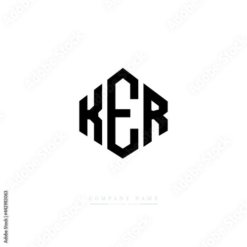 KER letter logo design with polygon shape. KER polygon logo monogram. KER cube logo design. KER hexagon vector logo template white and black colors. KER monogram, KER business and real estate logo. 