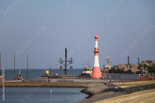 Lighthouse and Semaphor at Willy-Brandt-Platz in Bremerhaven, Germany photo
