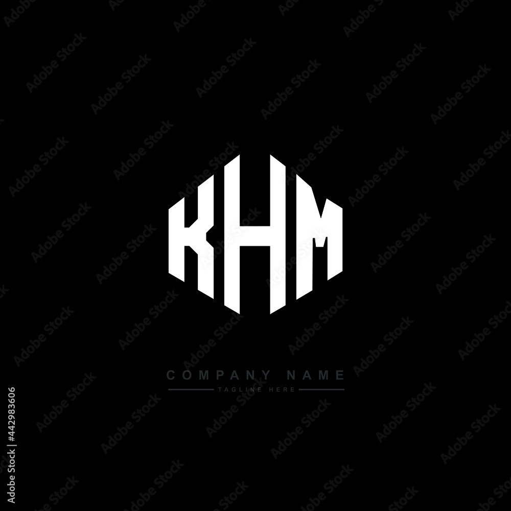 KHM letter logo design with polygon shape. KHM polygon logo monogram. KHM cube logo design. KHM hexagon vector logo template white and black colors. KHM monogram, KHM business and real estate logo. 