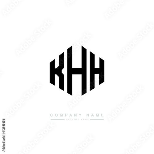 KHH letter logo design with polygon shape. KHH polygon logo monogram. KHH cube logo design. KHH hexagon vector logo template white and black colors. KHH monogram  KHH business and real estate logo. 