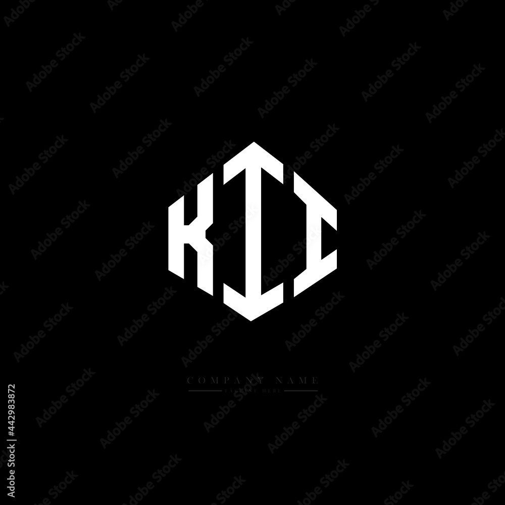 KII letter logo design with polygon shape. KII polygon logo monogram. KII cube logo design. KII hexagon vector logo template white and black colors. KII monogram, KII business and real estate logo. 