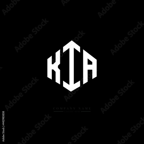KIA letter logo design with polygon shape. KIA polygon logo monogram. KIA cube logo design. KIA hexagon vector logo template white and black colors. KIA monogram, KIA business and real estate logo.  © mamun25g