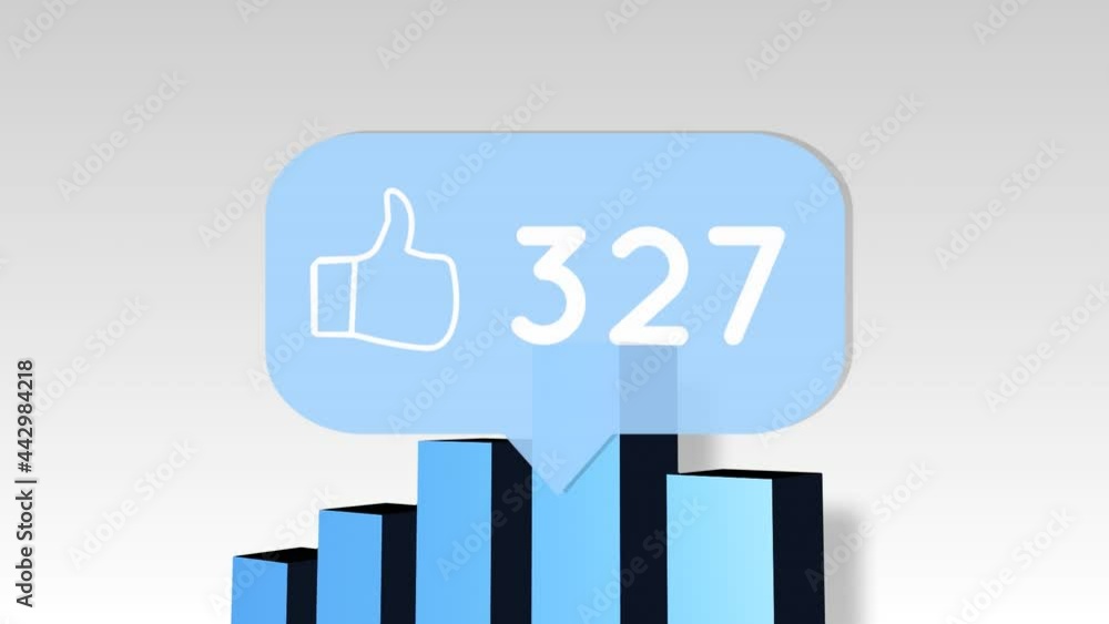 Animation of social media icons and numbers over statistics and data processing Animation of social media icons and numbers over statistics and data processing
