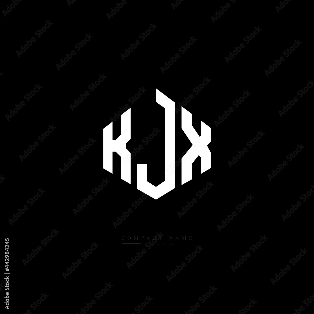 KJX letter logo design with polygon shape. KJX polygon logo monogram. KJX cube logo design. KJX hexagon vector logo template white and black colors. KJX monogram, KJX business and real estate logo. 