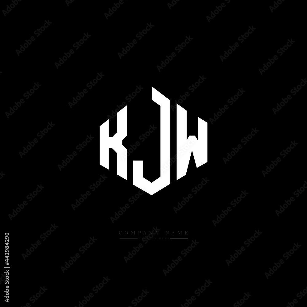 KJW letter logo design with polygon shape. KJW polygon logo monogram. KJW cube logo design. KJW hexagon vector logo template white and black colors. KJW monogram, KJW business and real estate logo. 