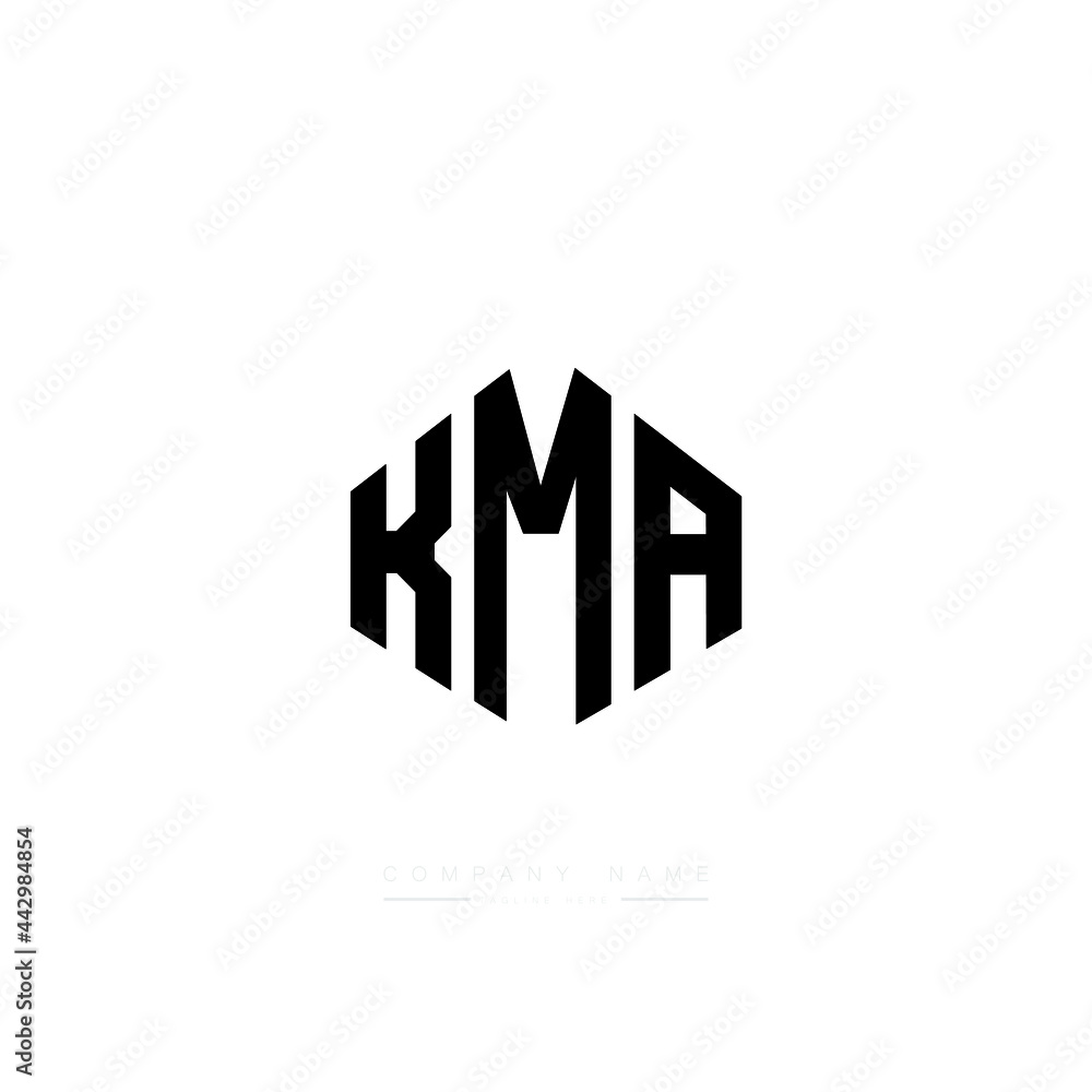 KMA letter logo design with polygon shape. KMA polygon logo monogram. KMA cube logo design. KMA hexagon vector logo template white and black colors. KMA monogram, KMA business and real estate logo. 