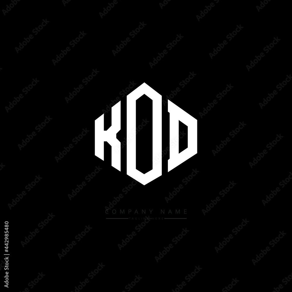 KOD letter logo design with polygon shape. KOD polygon logo monogram