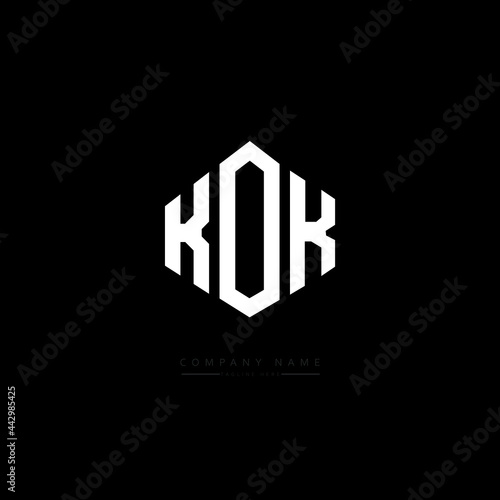 KOK letter logo design with polygon shape. KOK polygon logo monogram. KOK cube logo design. KOK hexagon vector logo template white and black colors. KOK monogram, KOK business and real estate logo. 