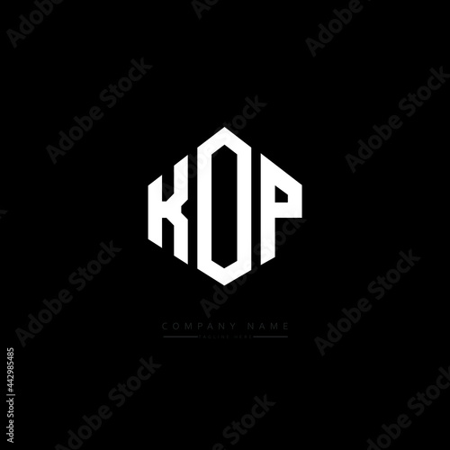 KOP letter logo design with polygon shape. KOP polygon logo monogram. KOP cube logo design. KOP hexagon vector logo template white and black colors. KOP monogram, KOP business and real estate logo. 