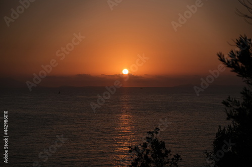 Romantic sunset sea view at italian coast. High quality photo