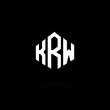 KRW letter logo design with polygon shape. KRW polygon logo monogram. KRW cube logo design. KRW hexagon vector logo template white and black colors. KRW monogram, KRW business and real estate logo. 