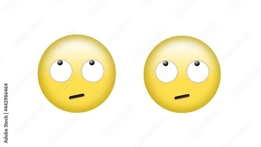Animation of rolling eyes emoji icons over white background Animation of rolling eyes emoji icons over white background