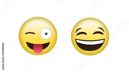 Wallpaper Mural Animation of joking and laughing emoji icons over white background Torontodigital.ca